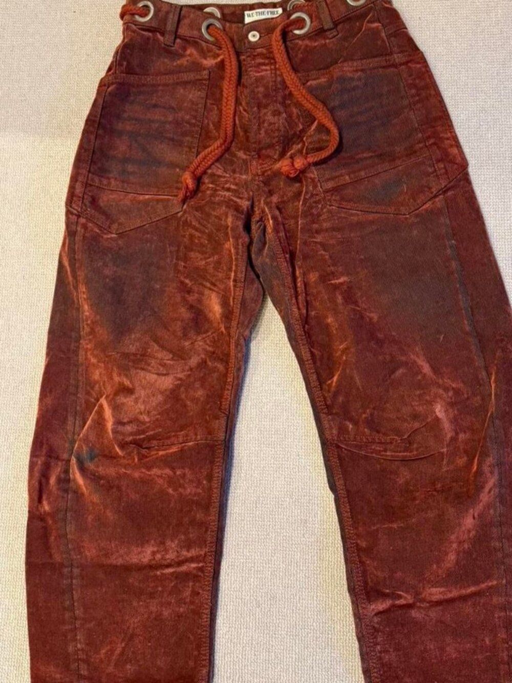 Free People We the Free Moxie Pull-On Barrel Jeans Chili Orange 27